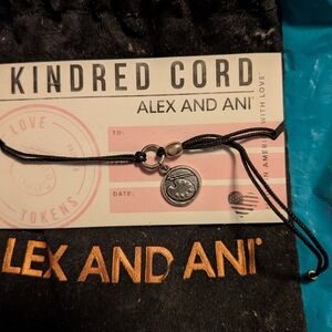 Alex and Ani Black Cord Bracelet with Silver Artist Palette Charm